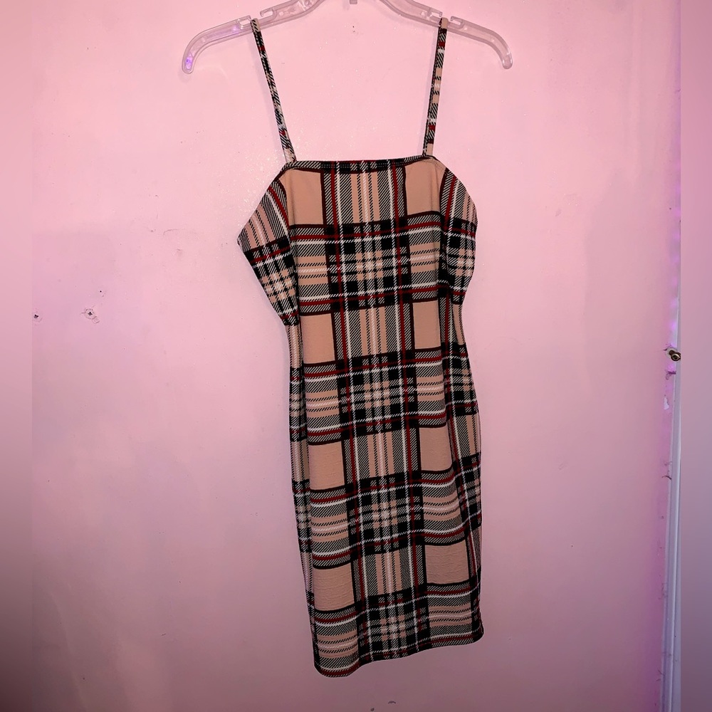 Spaghetti strap plaid dress